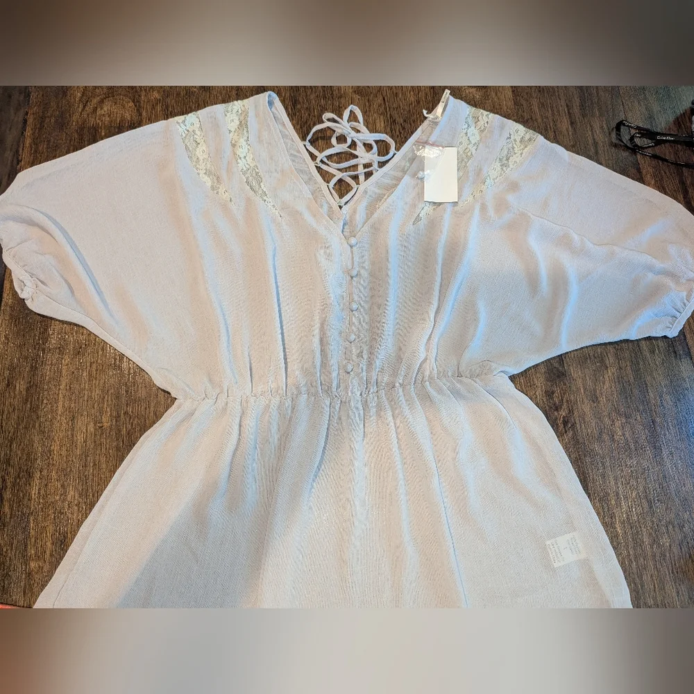 Blue‎ Bird Gray Puff Sleeve Blouse Relaxed Fit